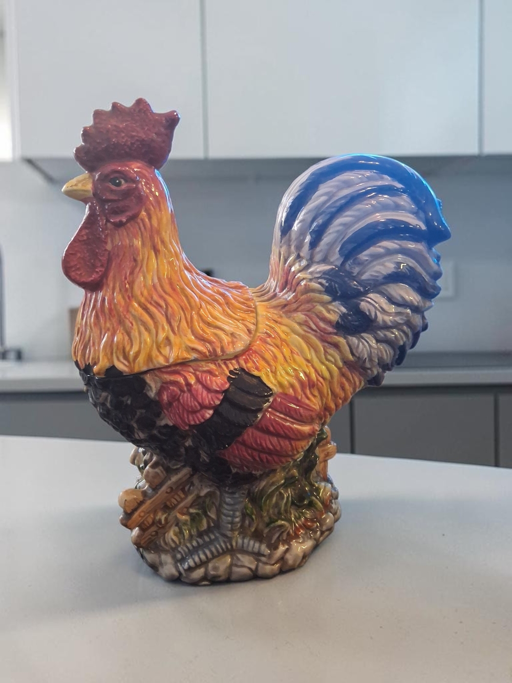 Vintage Colorful Ceramic Rooster Cookie Jar Collectable Kitchen Decor Decoration